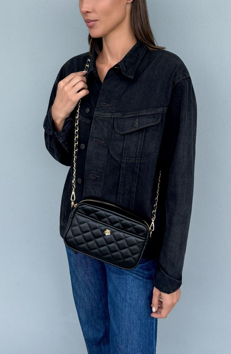 Adornia Cushion Quilted Faux Leather Shoulder Bag, Alternate, color, Black