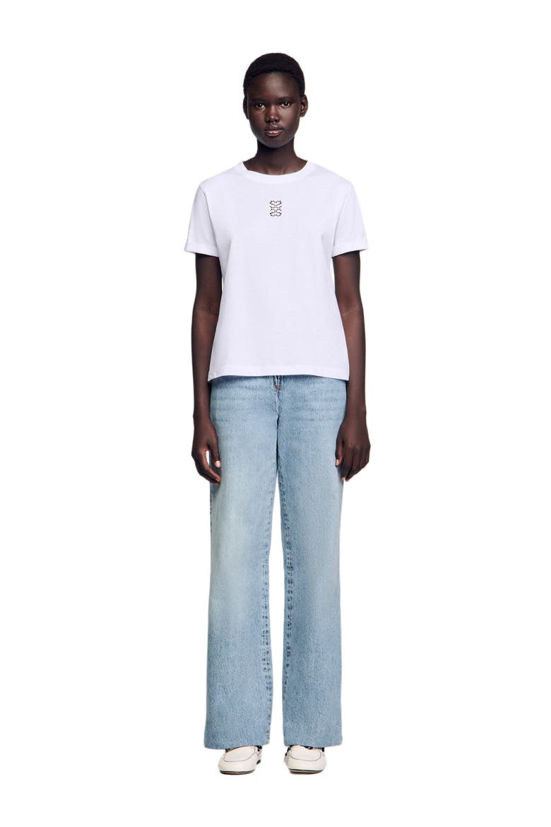 Cotton T-shirt with embroidery, Main, color, White