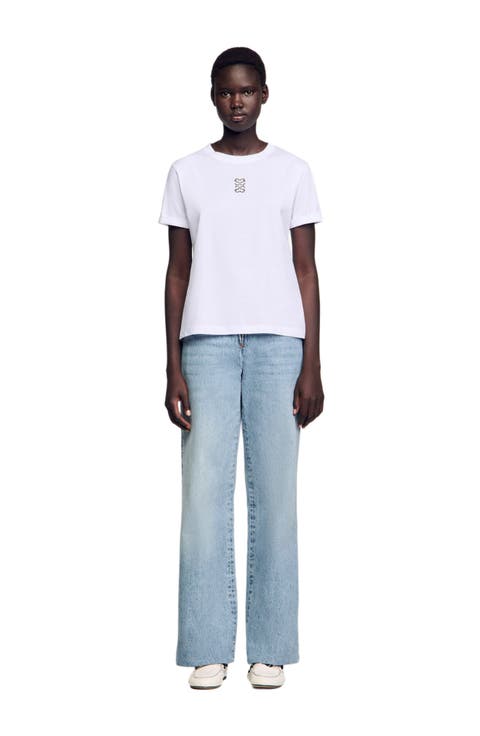 Cotton T-shirt with embroidery