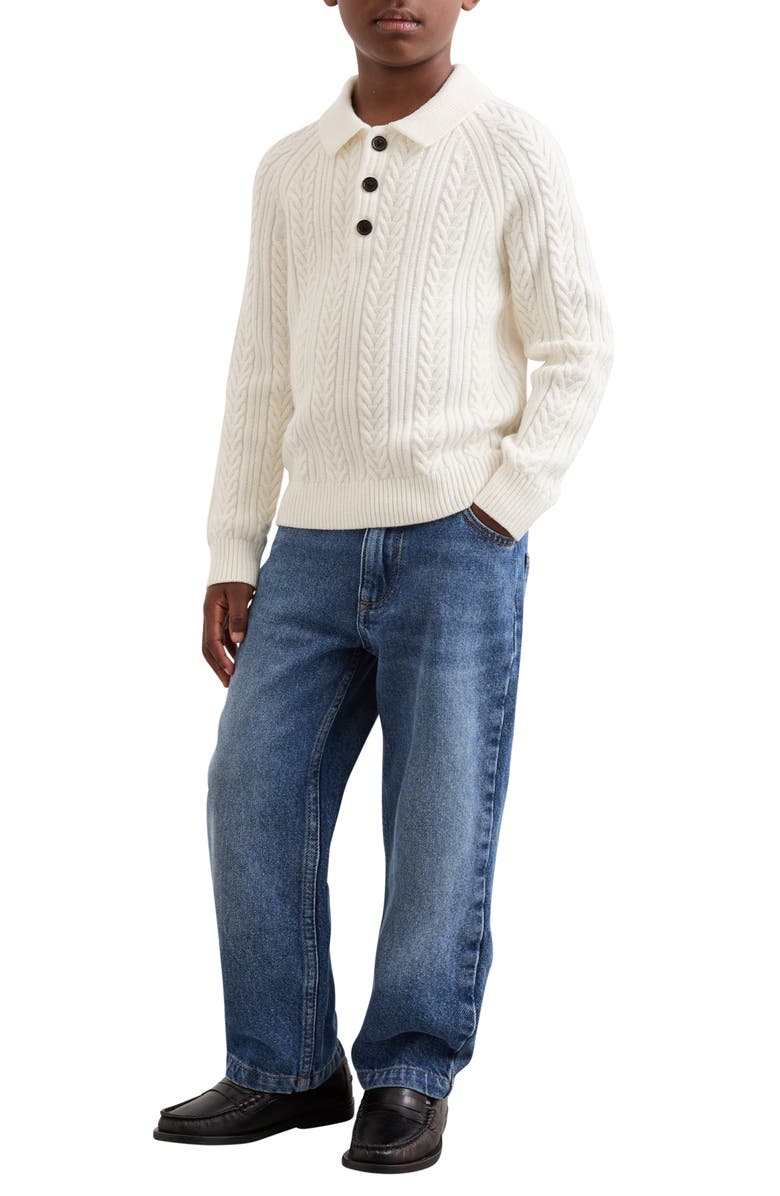 Reiss Kids' Evesham Polo Sweater, Alternate, color, Off White