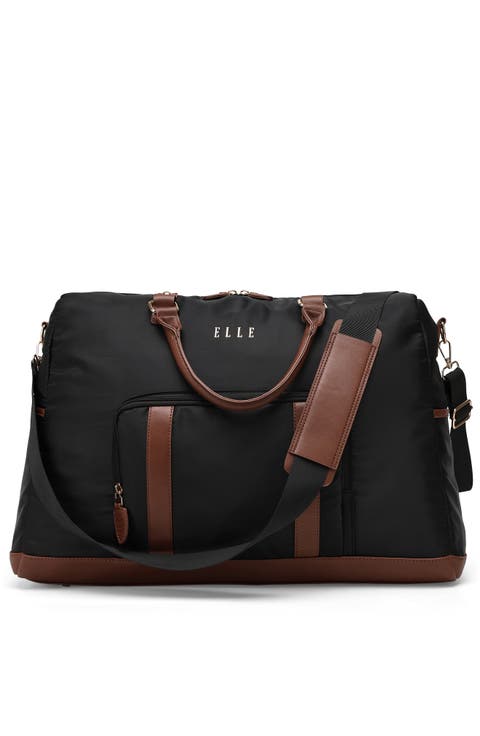 Luxe Journey 30L Twill and Vegan Leather Weekender Duffel Bag