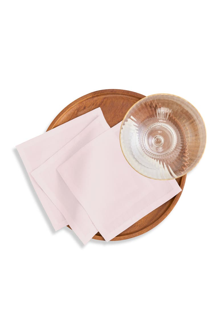 Cotton Linen Plain Cocktail Napkins Set of 12, 6 x 6" - Dru, Alternate, color, Pink