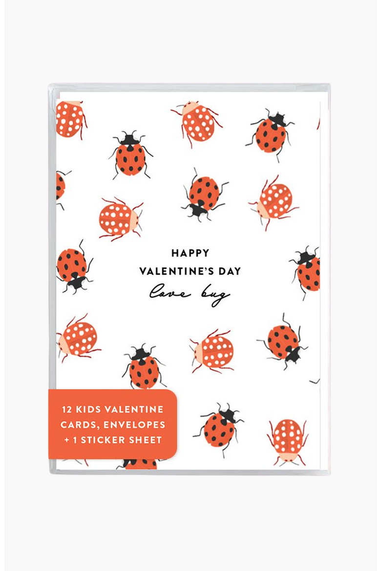 Love Bug Kids Mini Valentines Greeting Card Set, Main, color, Red / Black Ladybugs