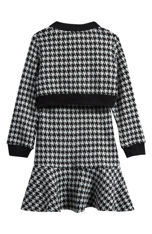 Iris & Ivy Kids' Houndstooth Dress & Cardigan Set In Black