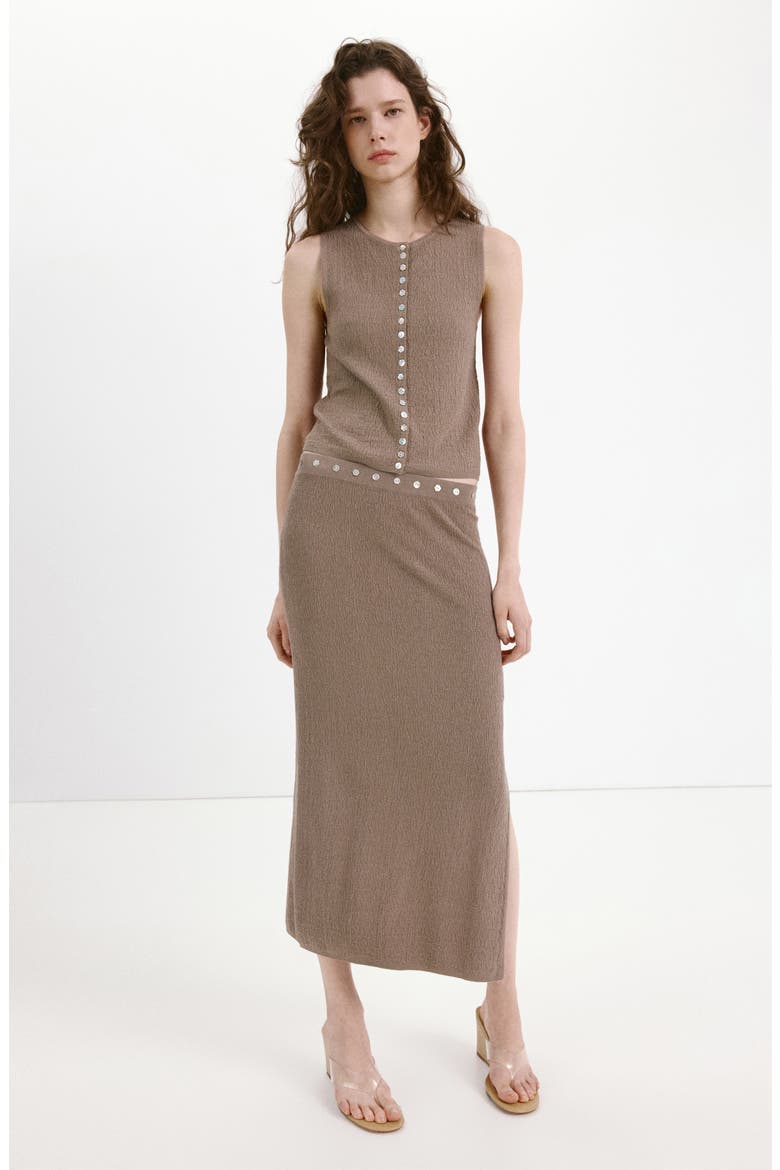Contrast Button-Up Tank, Alternate, color, MEDIUM BROWN