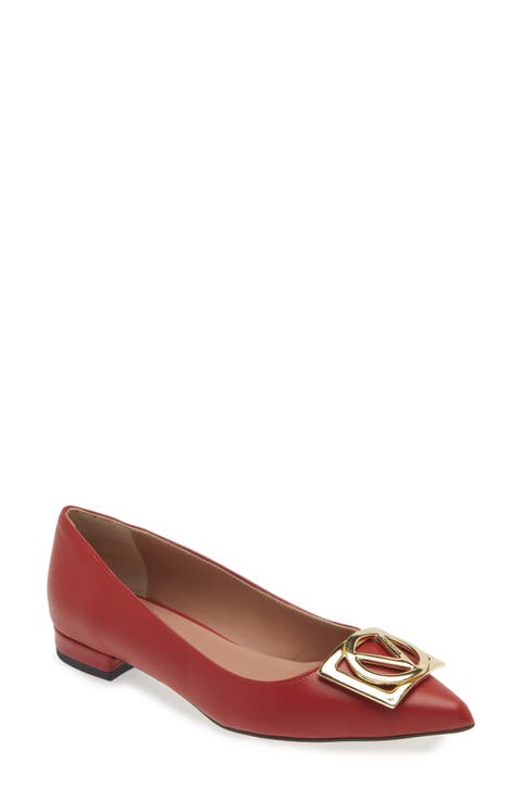 Flora Logo Buckle Pointed Toe Flat (Women)
