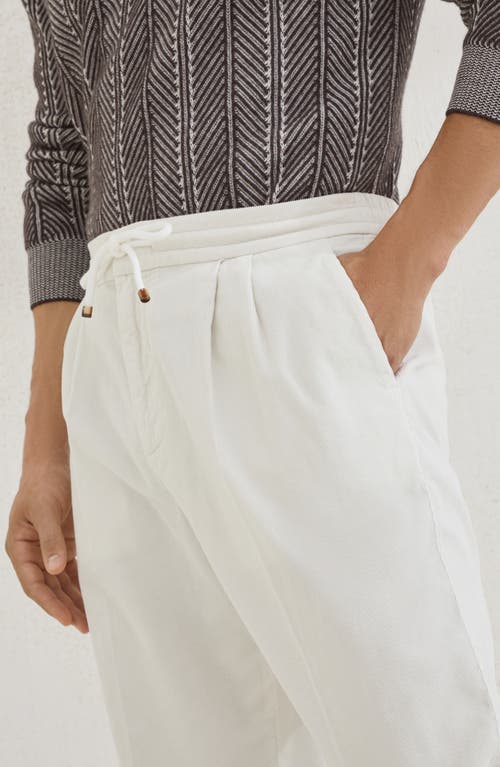 Brunello Cucinelli Men White Linen And Cotton Leisure Fit Trousers
