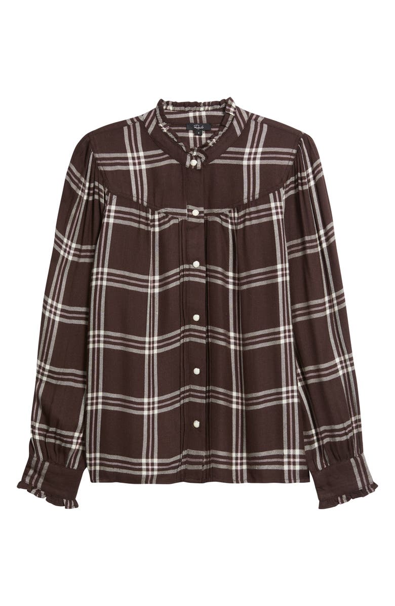 Rails Alanna Ruffle Plaid Snap-Up Shirt, Alternate, color, Chocolate Napoleon