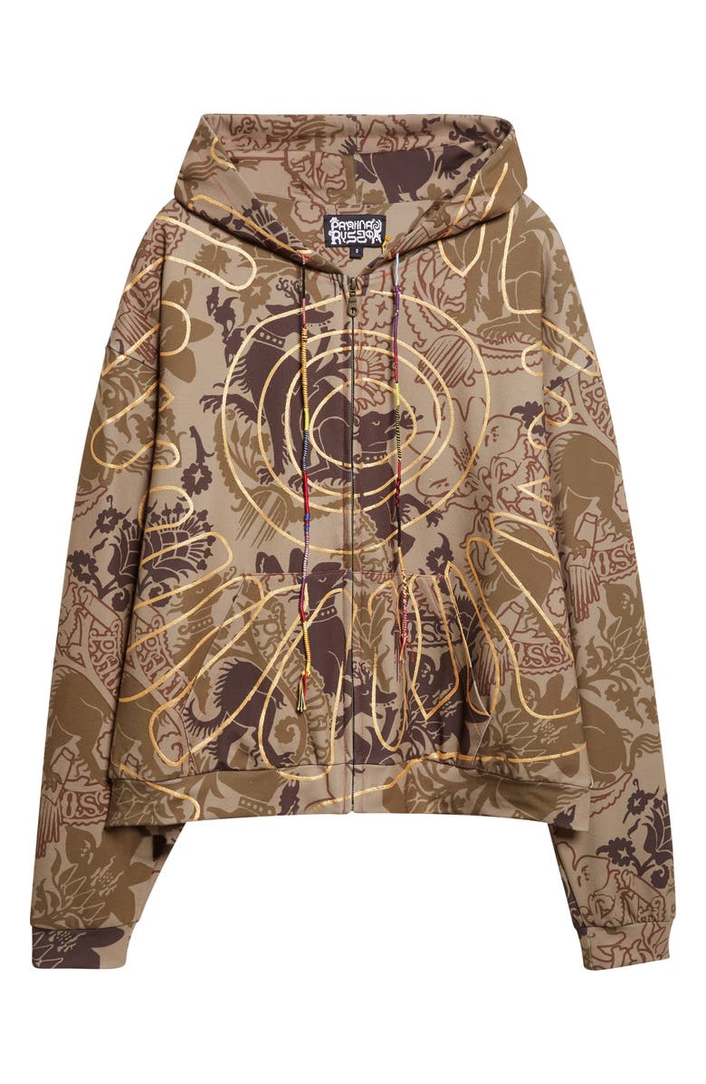 Paolina Russo Medieval Gilded Camo Zip Hoodie, Alternate, color, Khaki / Gold