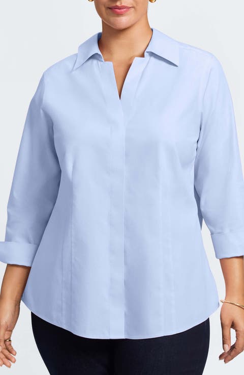 'Taylor' Three-Quarter Sleeve Non-Iron Cotton Shirt (Plus Size)