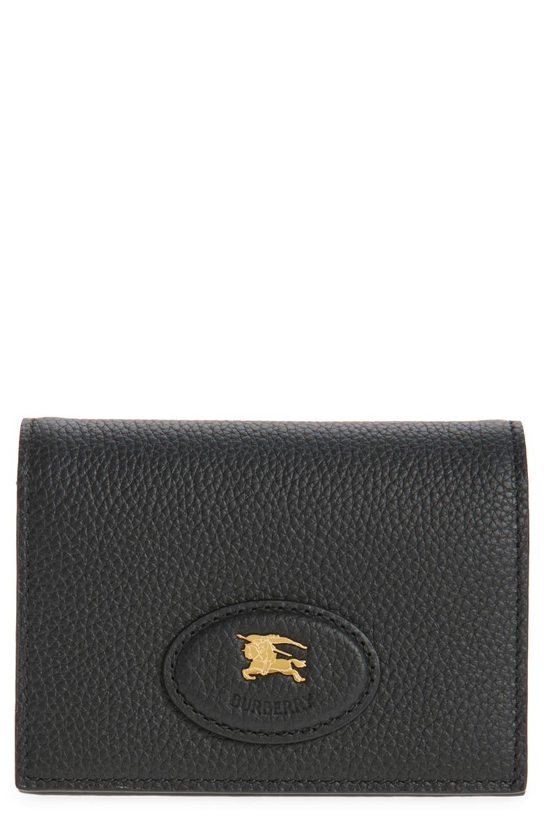 Burberry Bloomsbury Leather Bifold Card Holder, Main, color, Black/ Black Calico