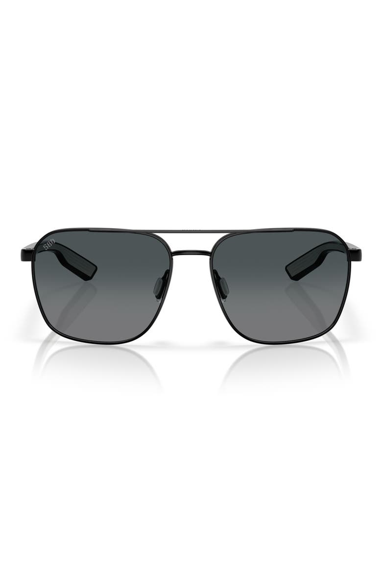 58mm Polarized Gradient Rectangular Sunglasses, Main, color, BLACK/ GRAY GRADIENT 580G