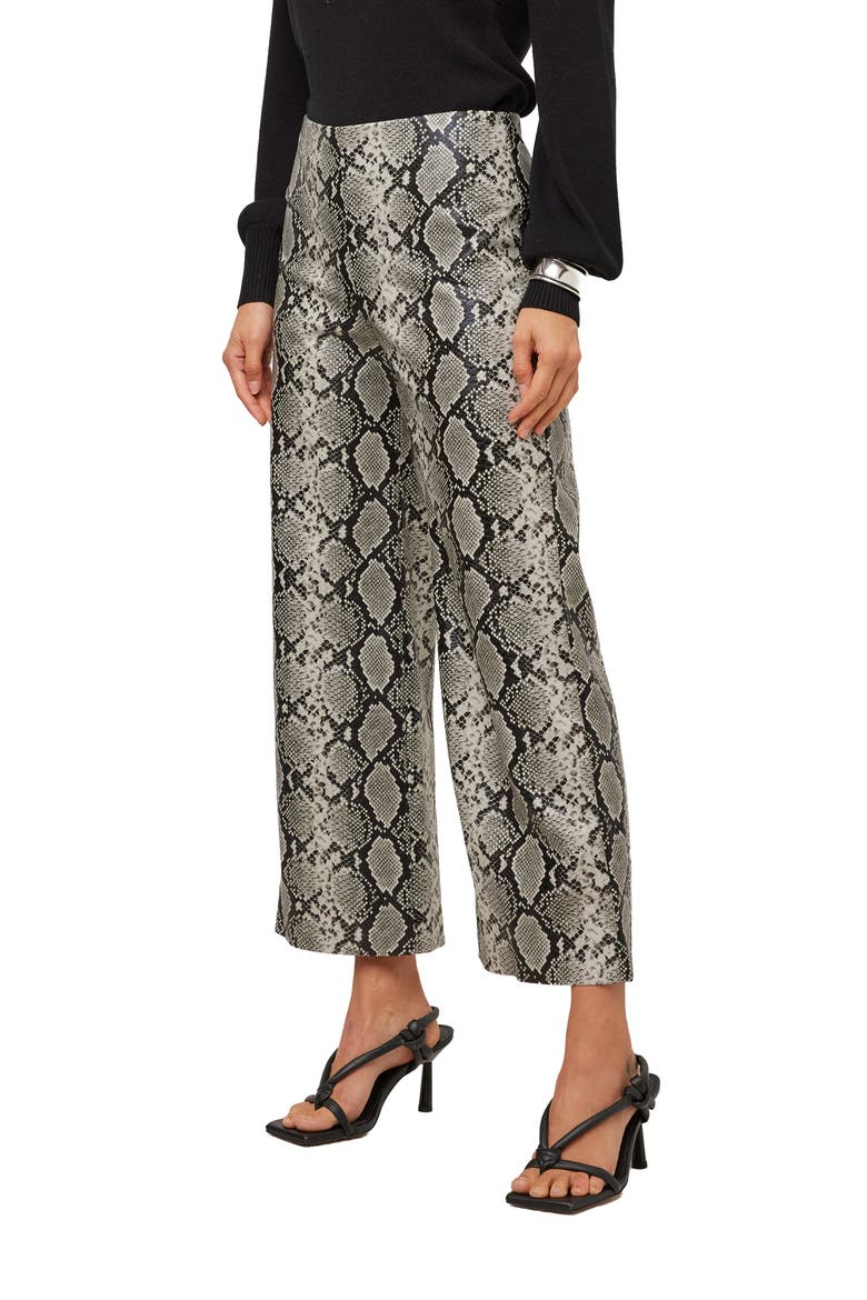 Kelly Snakeskin Embossed Faux Leather Cropped Wide Leg Pants, Alternate, color, PRINT