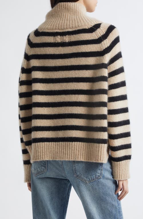 Nili Lotan Raelynn Stripe Turtleneck Cashmere Sweater In Gray