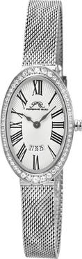 PORSAMO BLEU Women's Eloise Oval Guilloche Dial Topaz Stainless Steel Watch
