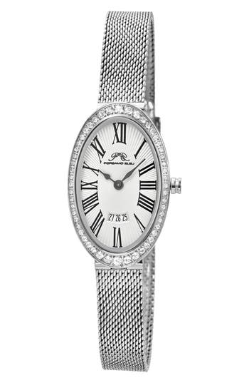 Porsamo Bleu Eloise Crystal Guilloche Mesh Bracelet Watch, 26mm In Silver