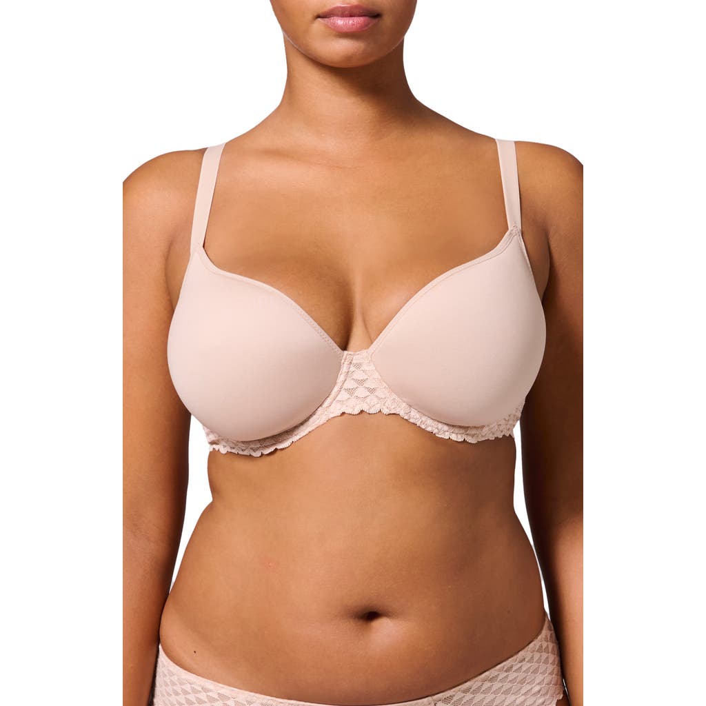 Simone Perele Subtile 3d Underwire Plunge Bra In Peau Rose