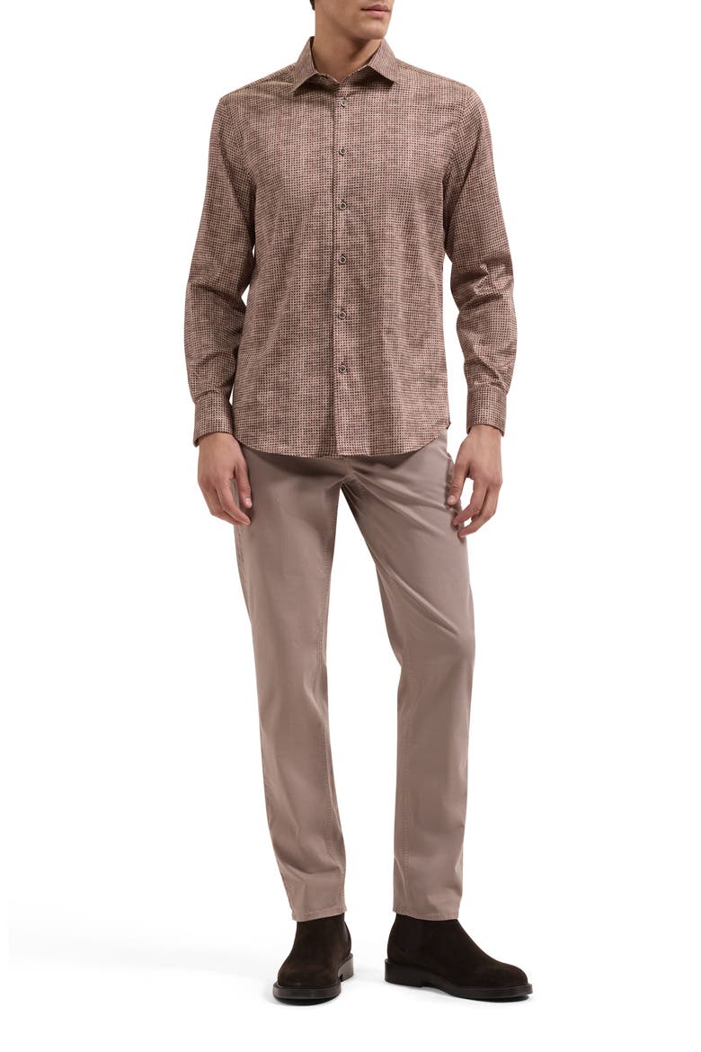 Alvin Shaped Geometric Cotton Blend Shirt, Alternate, color, SIENNA