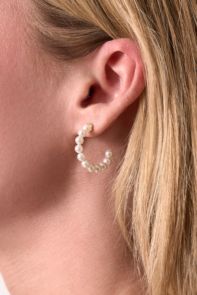 Beachwood Pearl Hoops, Alternate, color, GOLD