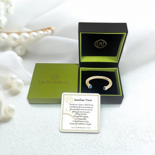 Luvmyjewelry Summer Nights Yellow Gold Plated Silver Turquoise Gemstone Diamond Women Cuff In 14kt Gold Vermeil On Sterling