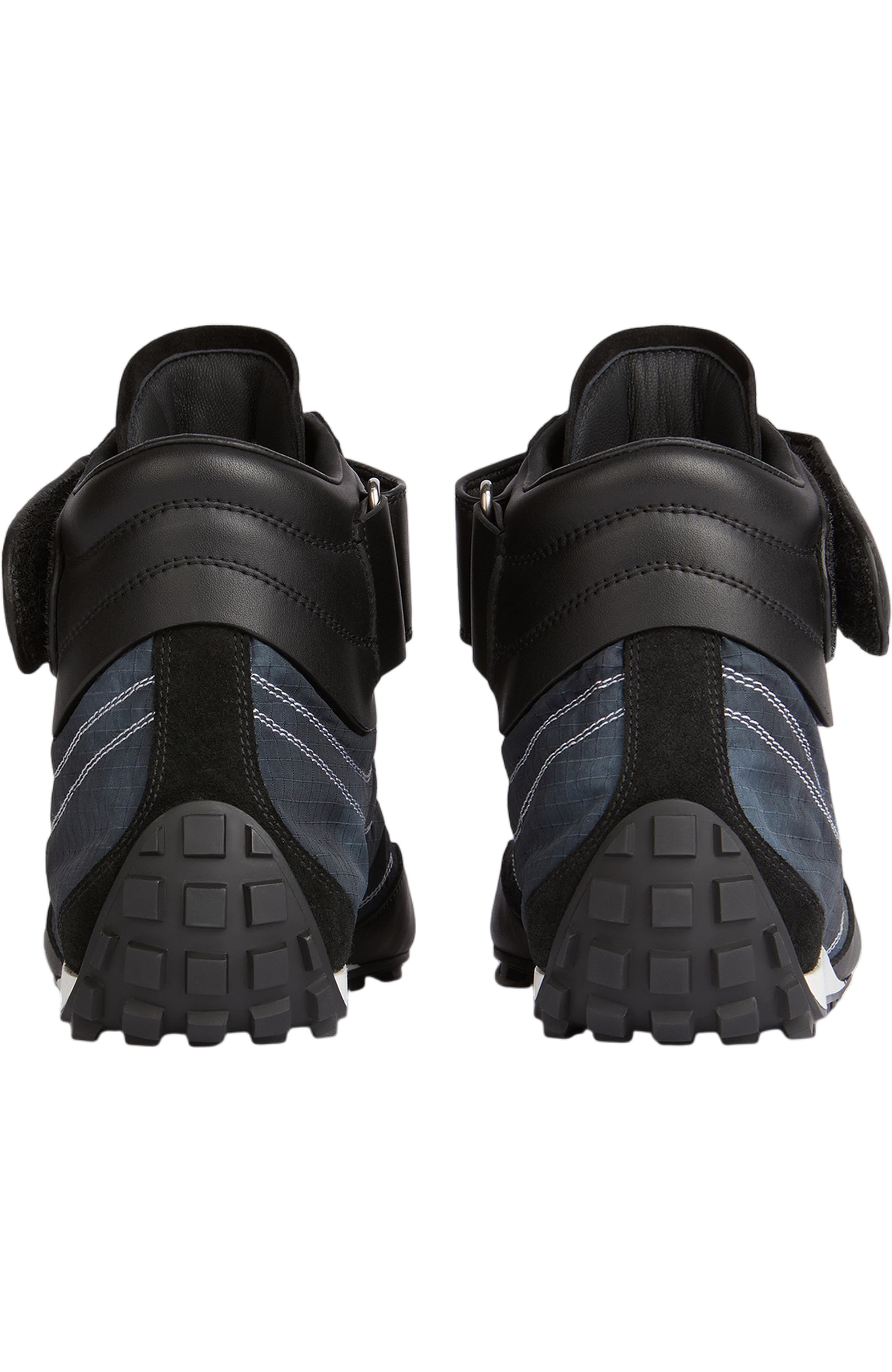 Racing Mid-Top trainers in nylon and leather, Alternate, color, black