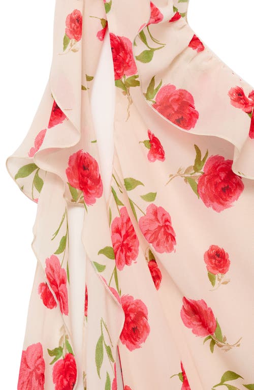 Shop Mango Rose Ruffle One-shoulder Maxi Dress In Ecru