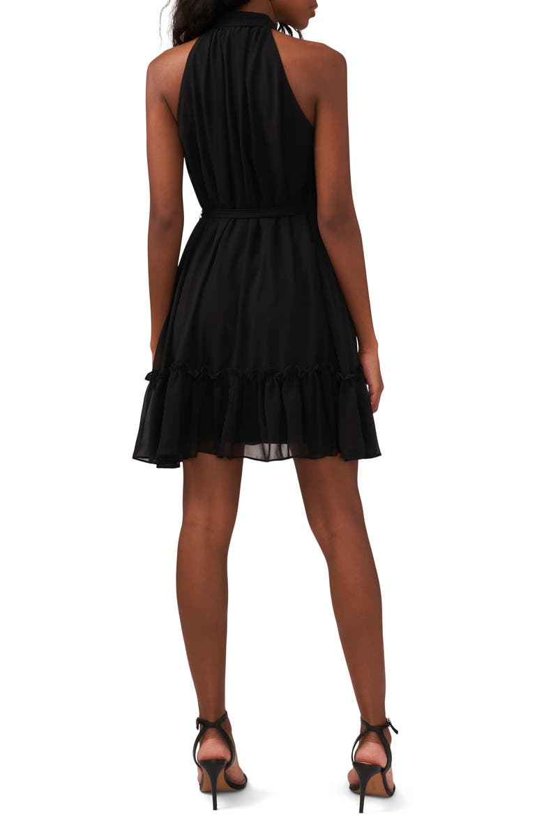 Halogen<sup>®</sup> Halter Neck Belted Minidress, Alternate, color, Rich Black
