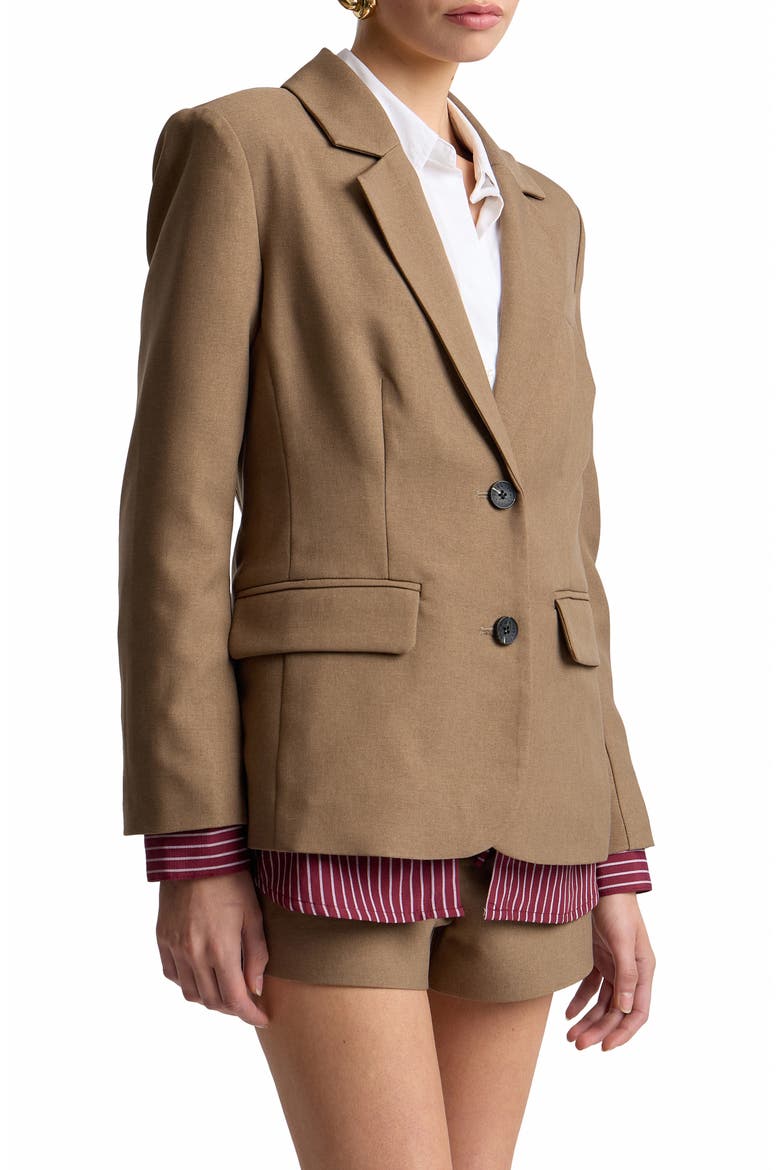 Relaxed Blazer with Shirt Insert, Alternate, color, DARK OAT/ BURGUNDY