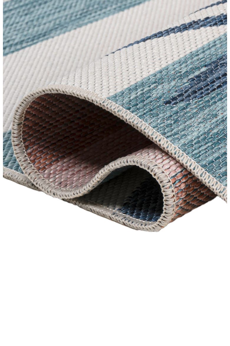 Veronica Classic Beach Stripe and Palm Leaf Indoor/Outdoor Rug, Alternate, color, Navy/Cream