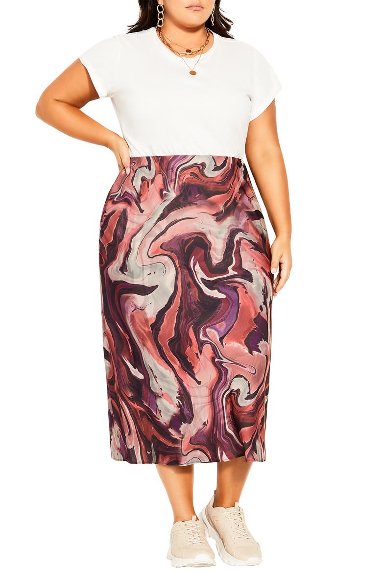 Chloe Swirl Print Midi Skirt, Alternate, color, BERRY ELEMENTS