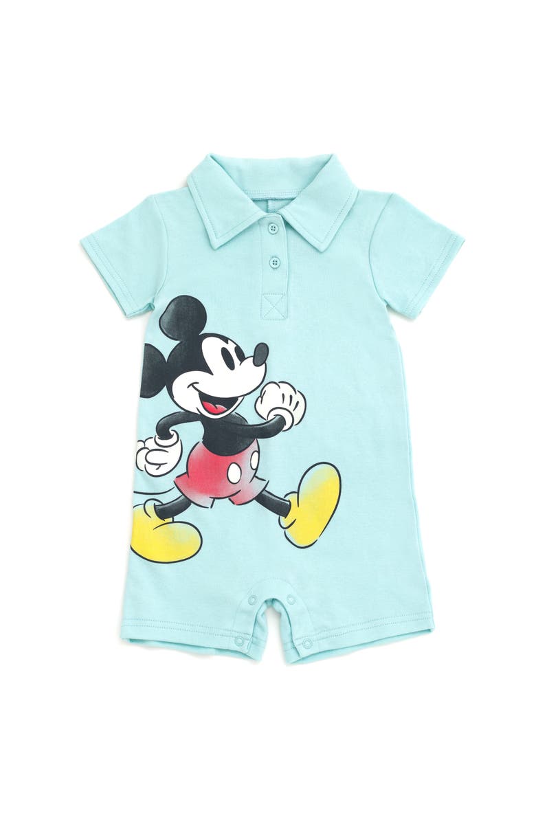 Disney Mickey Mouse One Piece Romper Set, Alternate, color, Mickey Blue White