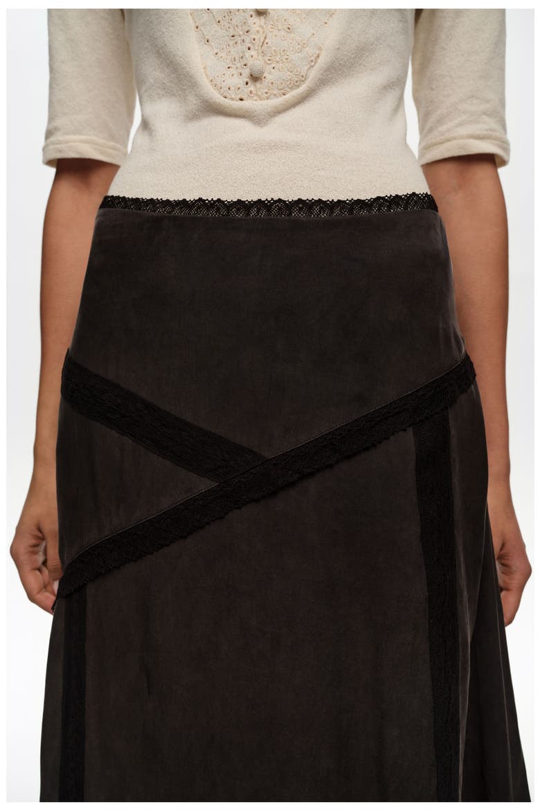 Lace Midi Skirt, Alternate, color, WASHED BLACK