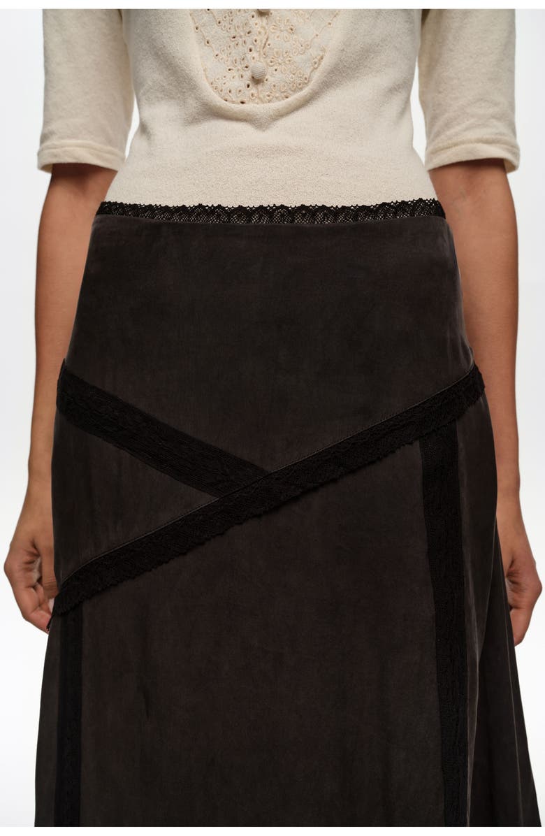 Bimba y Lola Lace Midi Skirt, Alternate, color, Washed Black