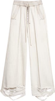 Rick Owens Bela Shredded Wide Leg Jeans