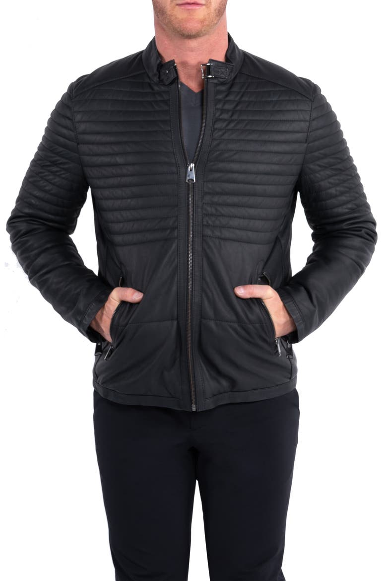 Quilted Leather Jacket, Alternate, color, BLACK