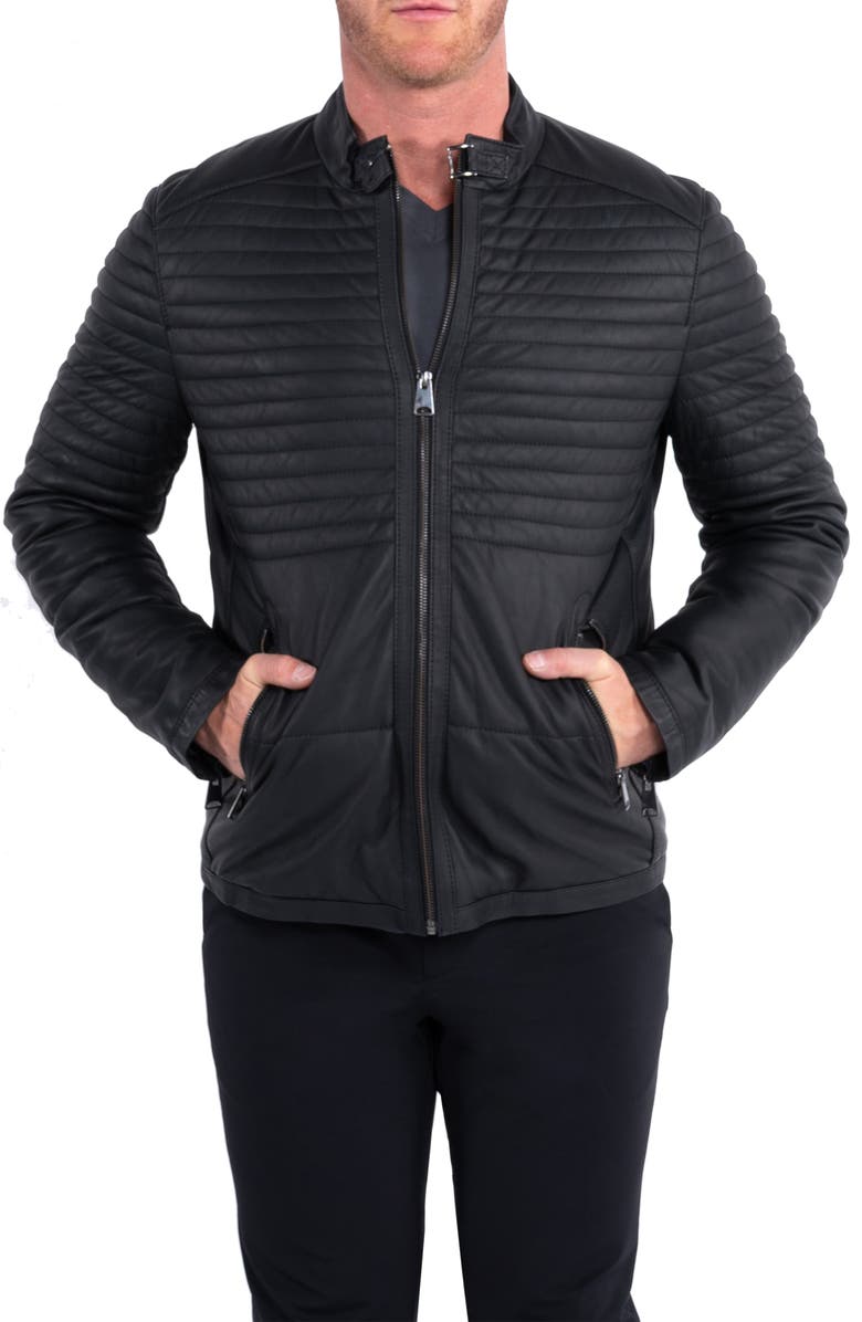 Maceoo Quilted Leather Jacket, Alternate, color, Black