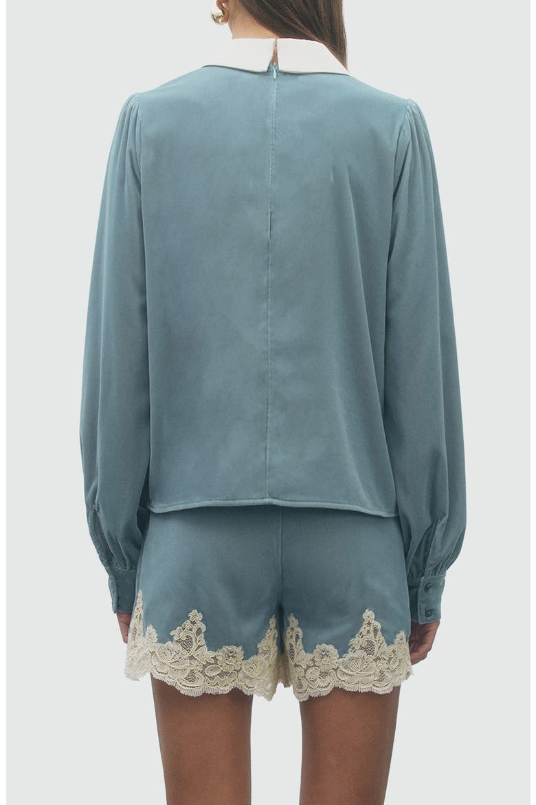 Benny Contrasting Collar Top, Alternate, color, TEAL IVORY