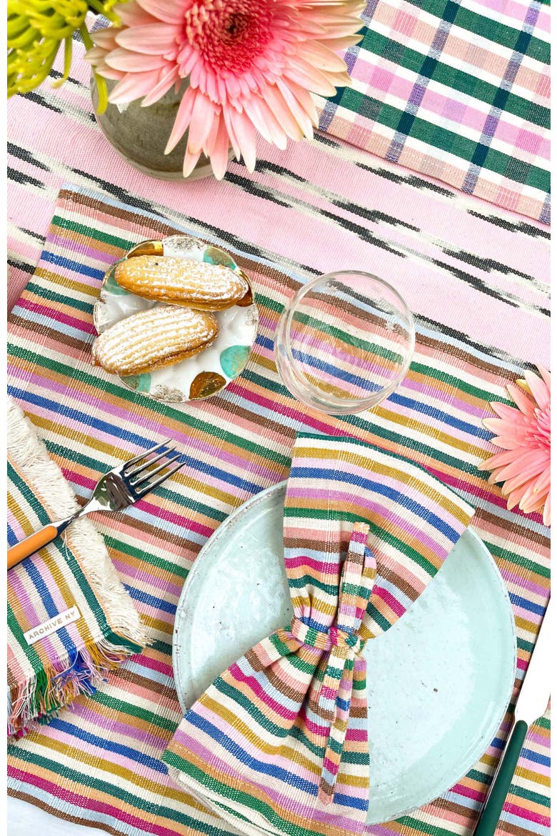 Valentina Rainbow Striped Handwoven Cotton Placemats, Set of 4, Alternate, color, Rainbow