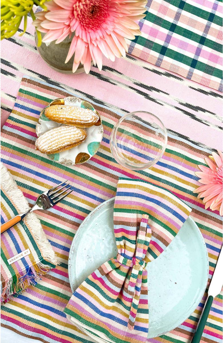 Archive New York Valentina Rainbow Striped Handwoven Cotton Placemats, Set of 4, Alternate, color, Rainbow