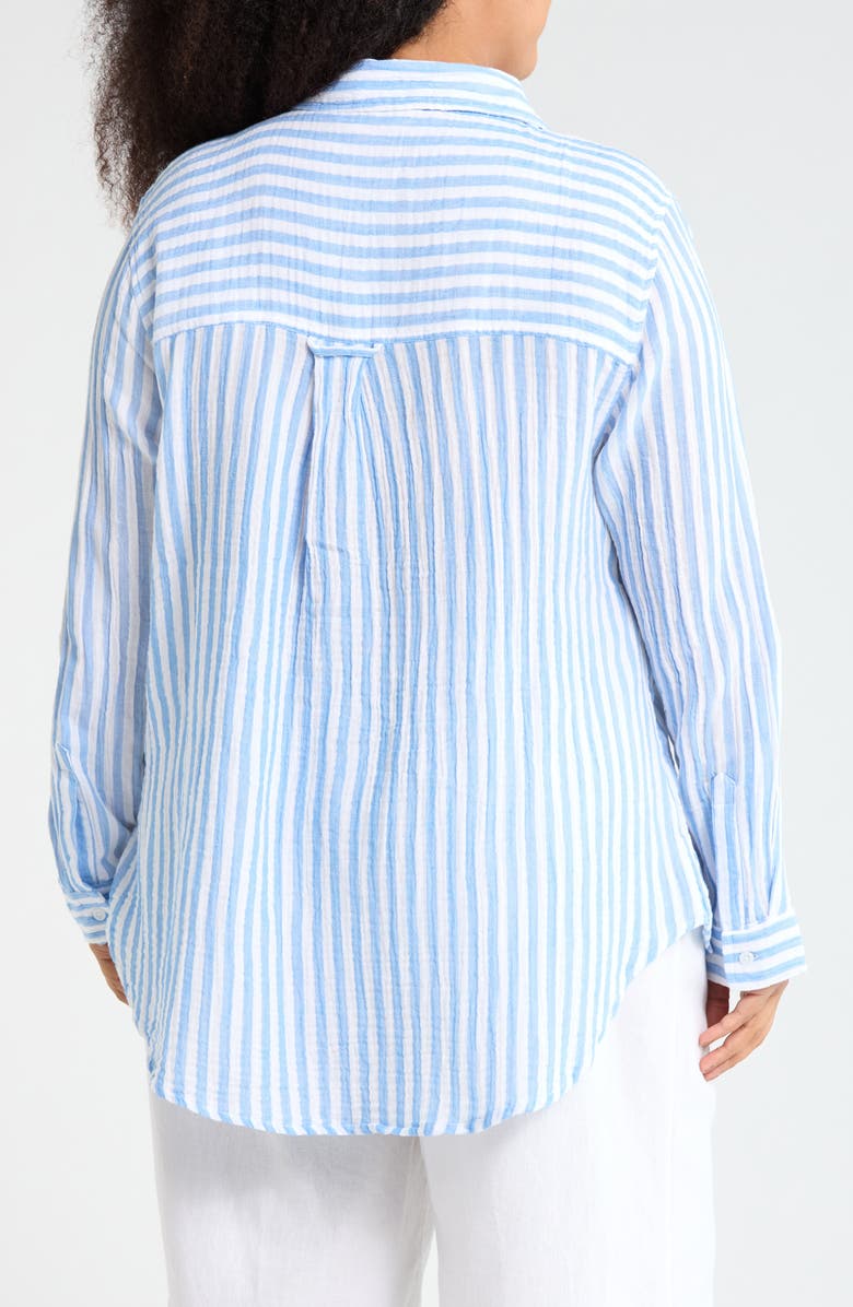 beachlunchlounge Alena Cotton Button-Up Shirt, Alternate, color, Bluebell
