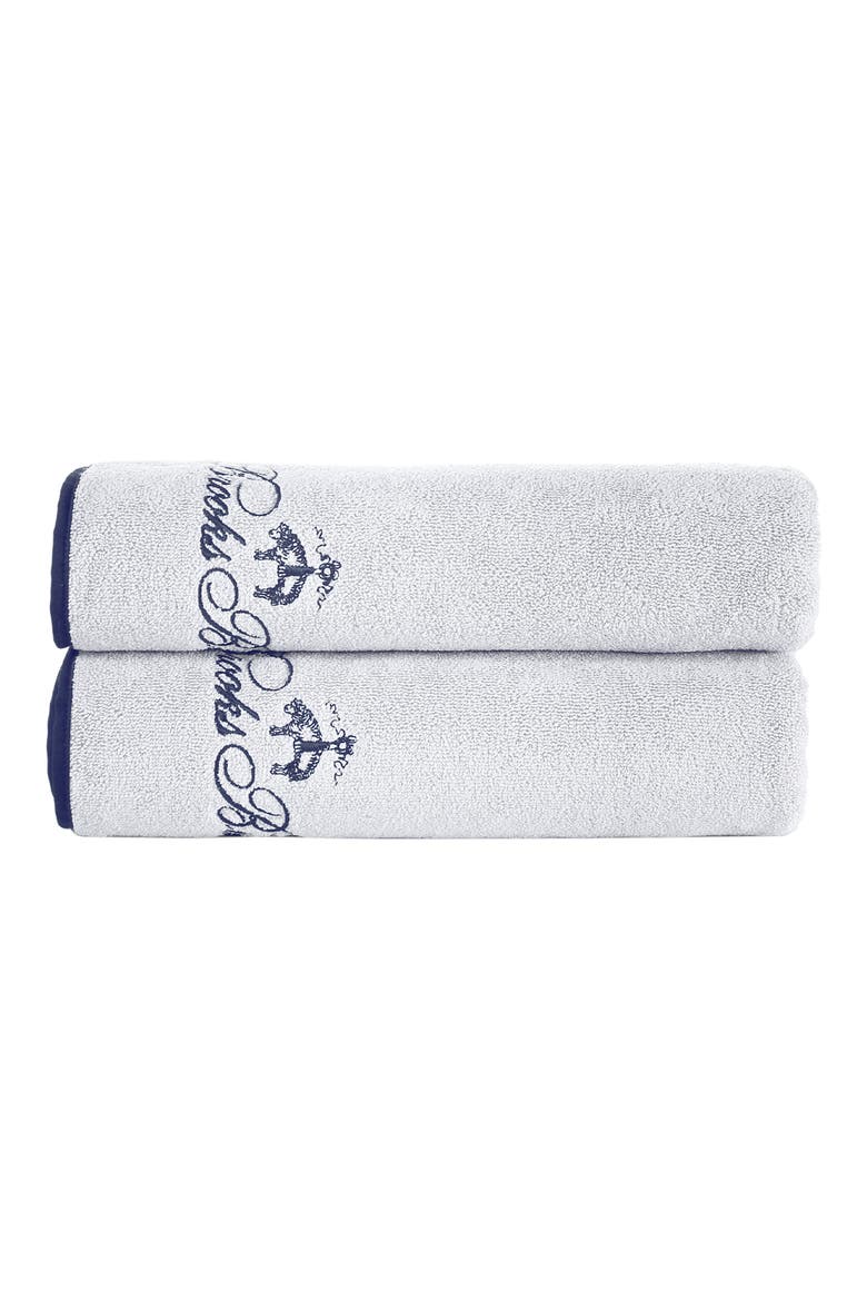 Contrast Frame Cotton Towel Set, Main, color, SILVER