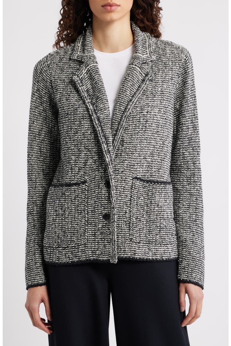 Cotton Blend Tweed Jacket, Alternate, color, BLACK/ SOFT WHITE