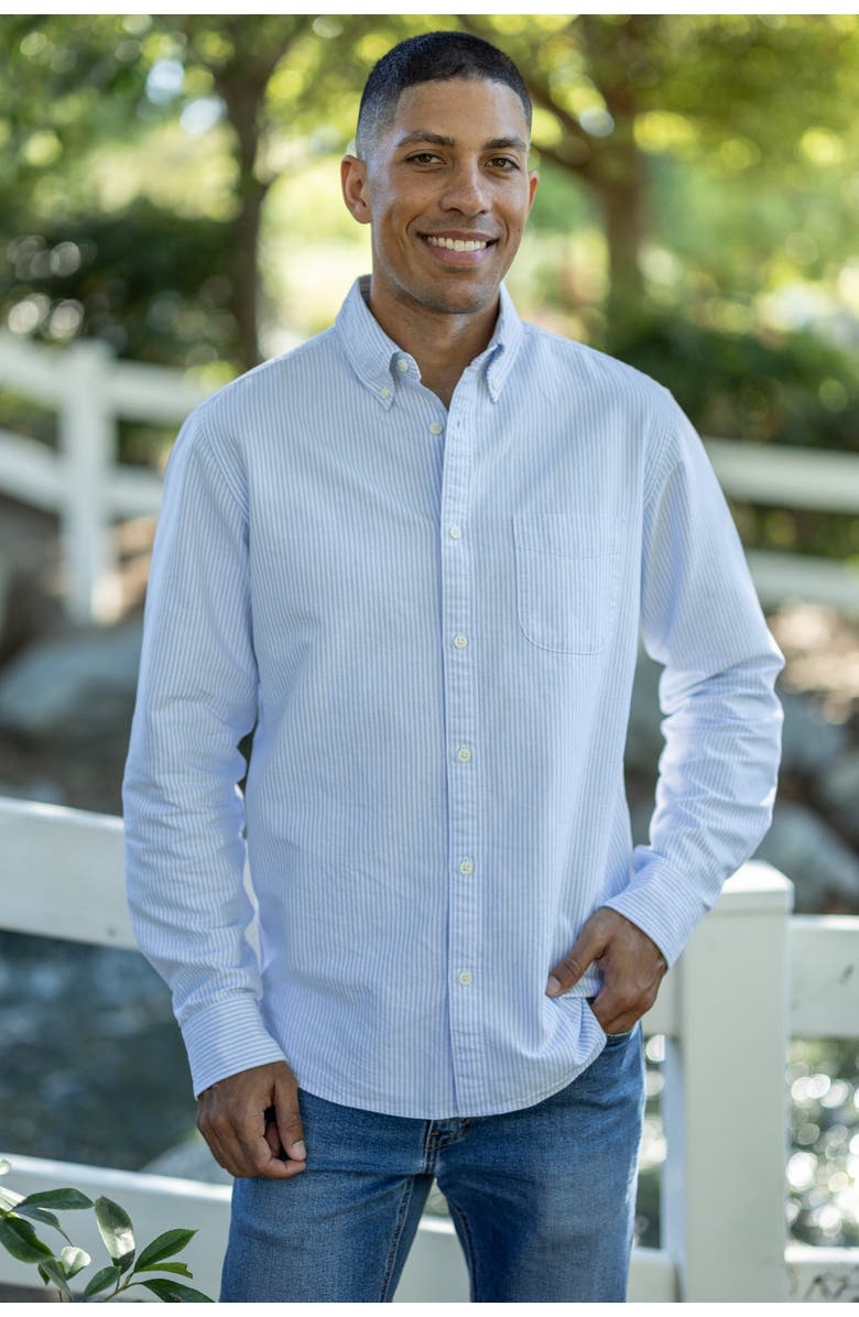 Vottera Organic Cotton Oxford Shirt, Alternate, color, Stripe Blue White