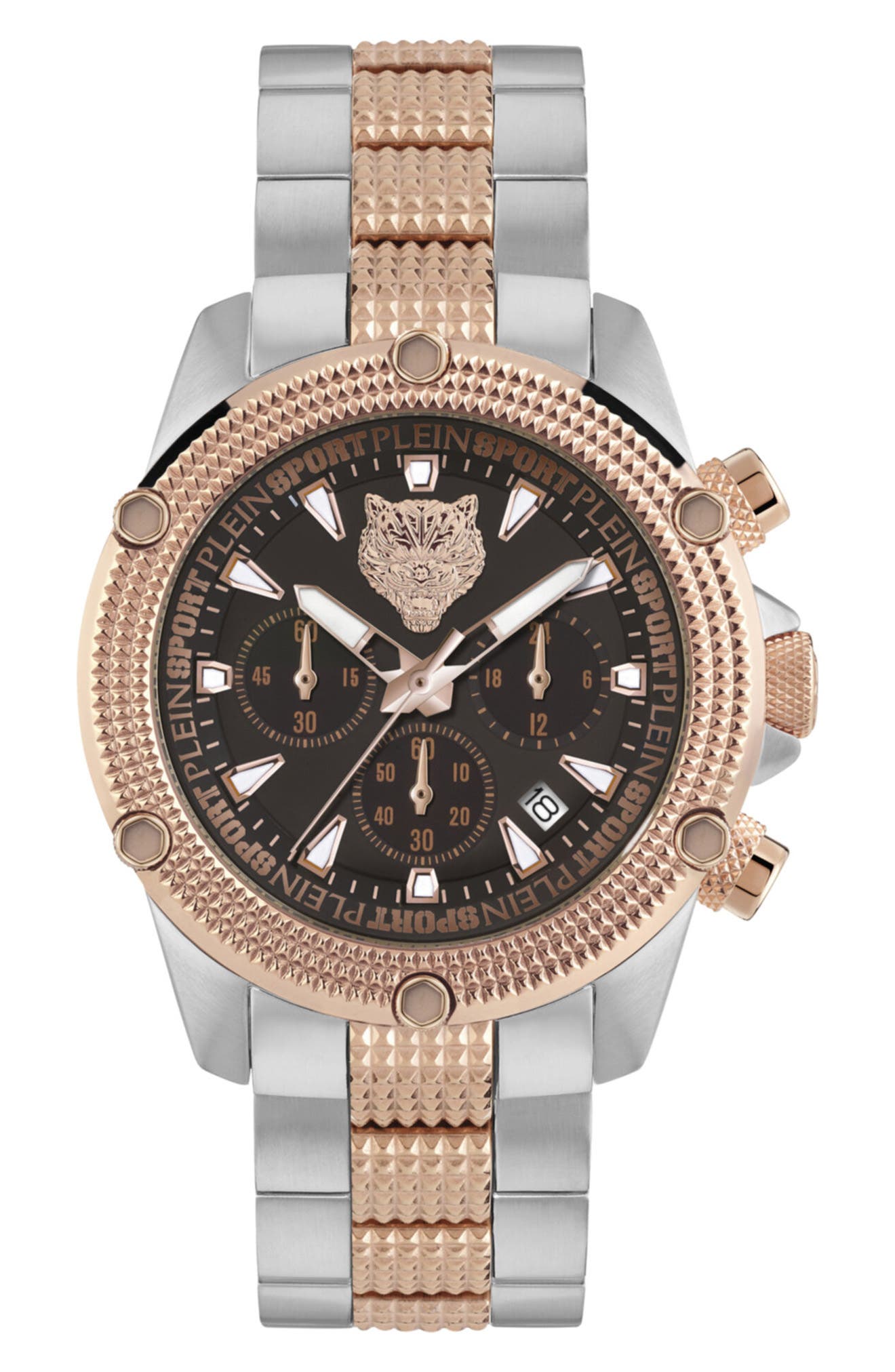 PLEIN SPORT Two Tone Quartz Hurricane Bracelet Watch, 44mm