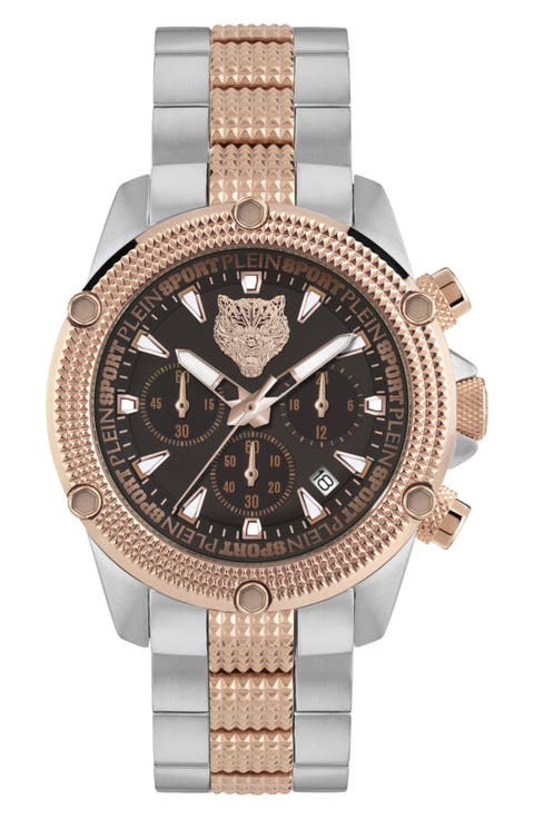 Two Tone Quartz Hurricane Bracelet Watch, 44mm