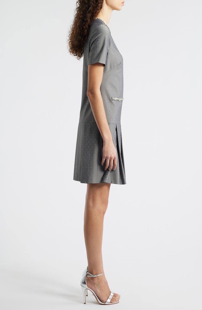 Eliza J Bejeweled Short Sleeve Drop Waist Dress, Alternate, color, Grey
