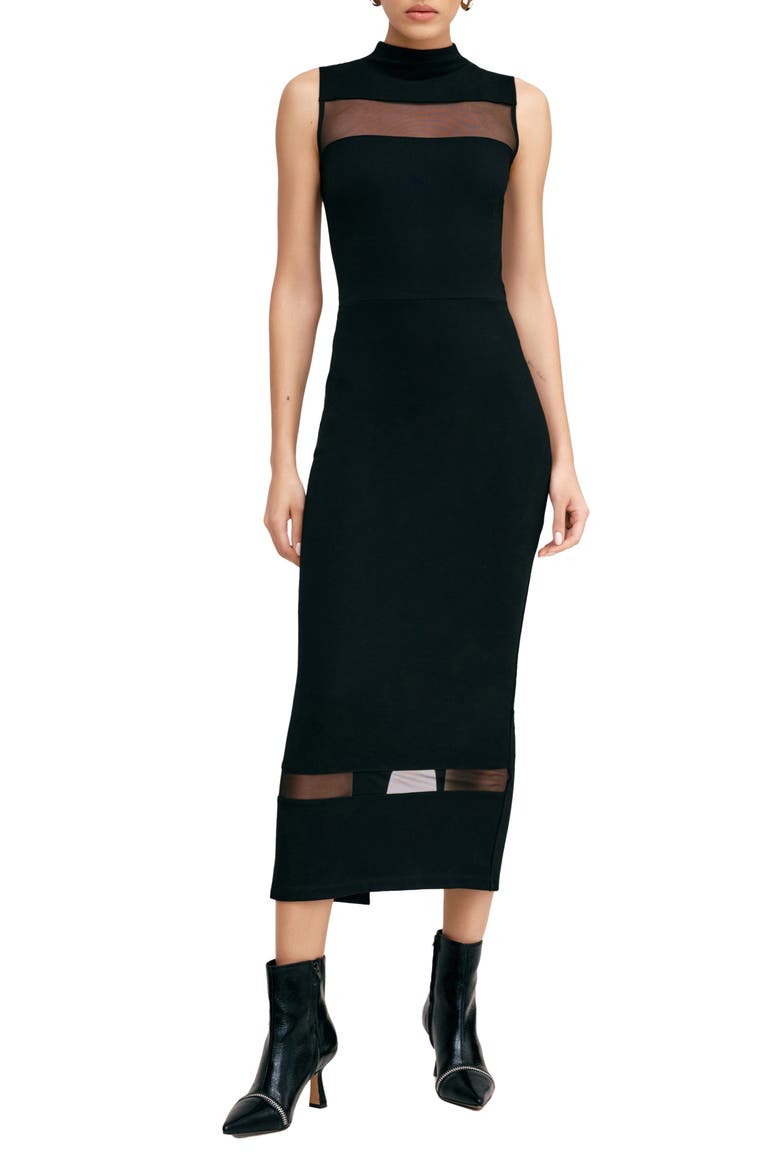 Cleo Sleeveless Ponte Knit Dress, Main, color, BLACK