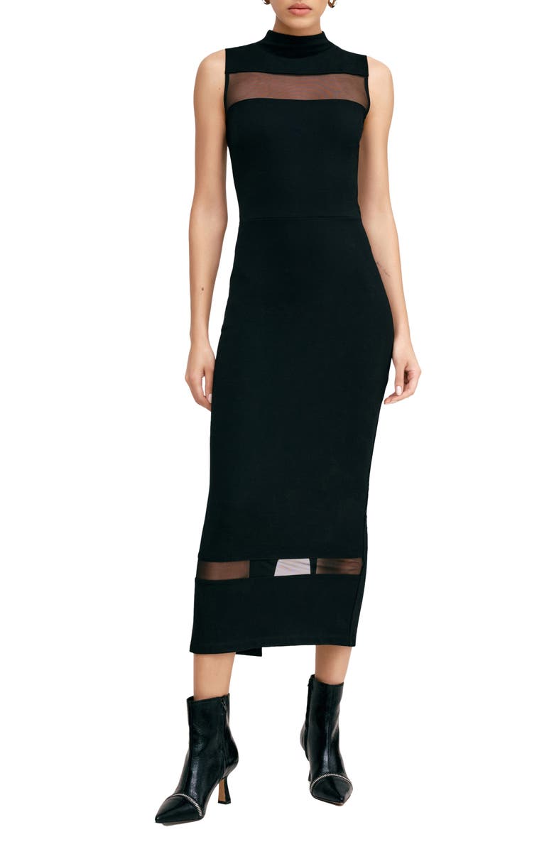 Marcella Cleo Sleeveless Ponte Knit Dress, Main, color, Black