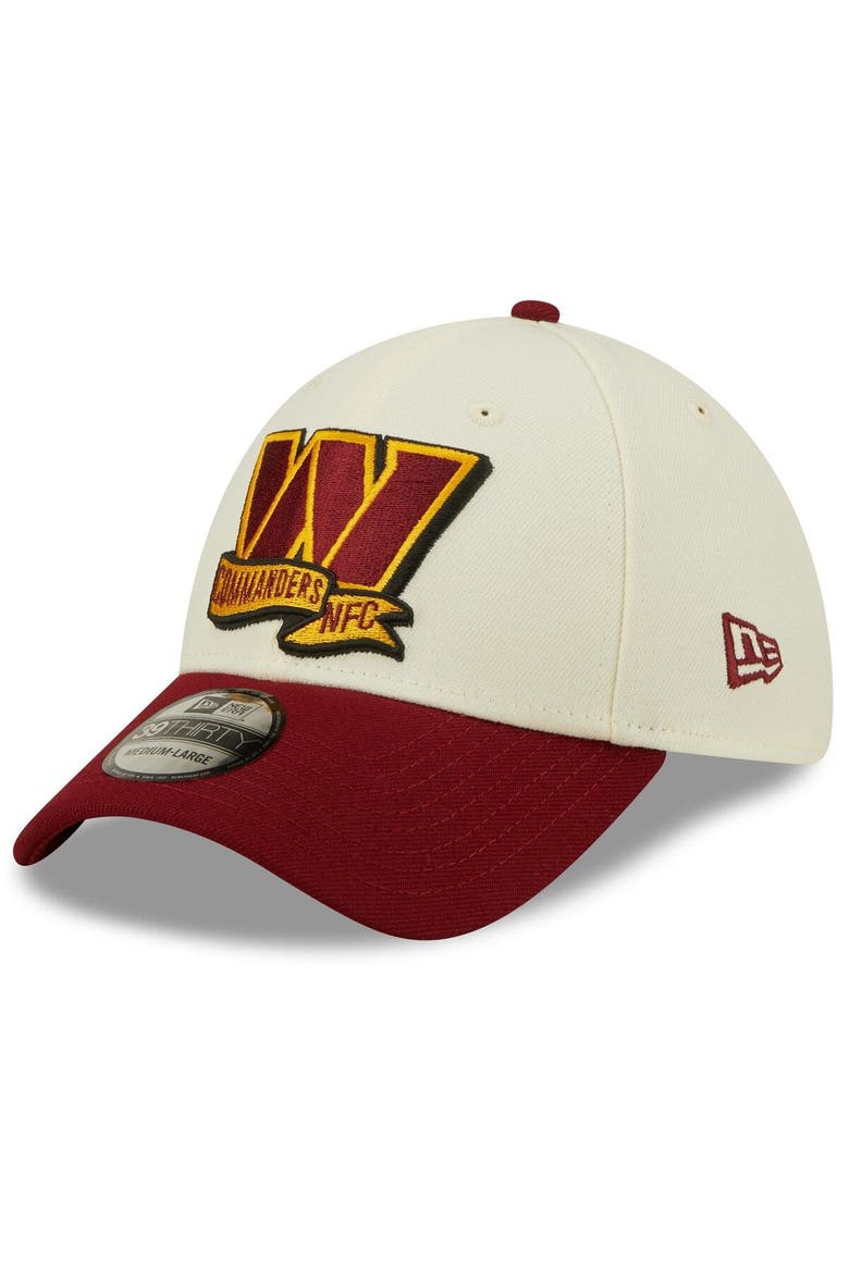 Men's New Era Cream/Burgundy Washington Commanders 2022 Sideline 39THIRTY 2-Tone Flex Hat, Alternate, color, Cream