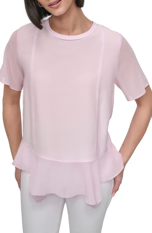 Dkny Handkerchief Hem Mixed Media Top In Pink